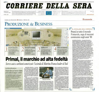 Фото Центральная Итальянская газета  Corriere della Sera (15 апреля 2011года) о Российской компании  NAYADA