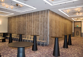 Раздвижные перегородки для зонирования офиса в проекте Компания NAYADA приняла участие в оформлении конференц-зала отеля Radisson Blu.