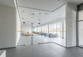 Цельностеклянные двери в проекте Проект Nayada по установке стеклянных перегородок в ООО Логопарк Сколково
